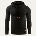 Dama Washington Callum men's cable knit hoodie sweater charcoal gray - front view