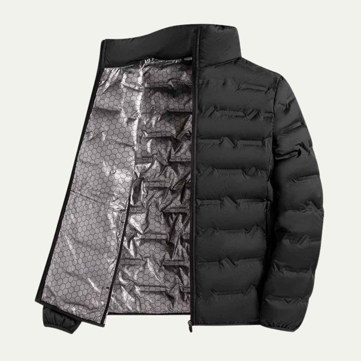 Axel | Men's Puffer Jacket Black Quilted Zip Up