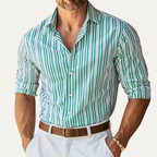 Dama Washington Ezra men's dress shirt yellow striped long sleeve - view 4