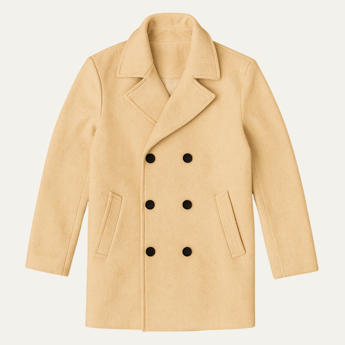 Callum | Men's Double Breasted Wool Coat Cream