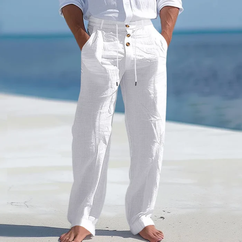 Dama Washington Axel men's linen pants white lightweight relaxed fit - front view
