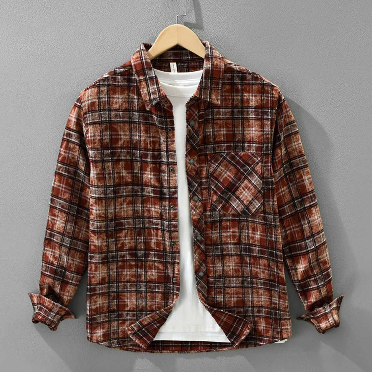 Ash | Men's Vintage Plaid Flannel Shirt Cream Black