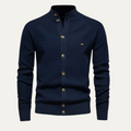 Dama Washington Voss men's cashmere cardigan navy button front - front view