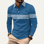 Dama Washington Beau men's casual polo shirt brown greek key print - view 2