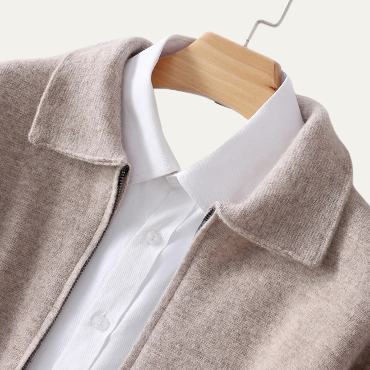 Callum | Men's Cardigan Cream Wool Blend Button Up