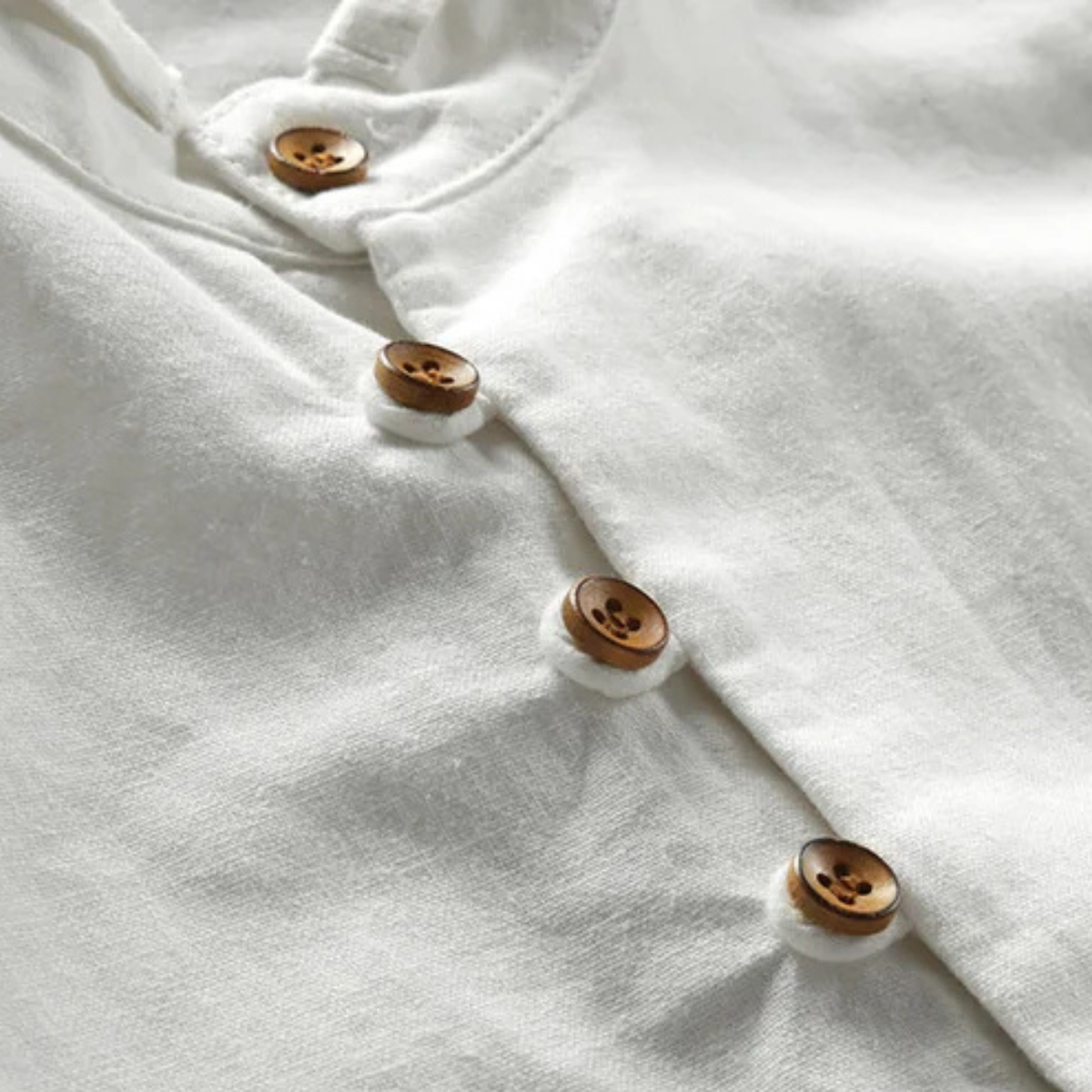 Kai | Men's Linen Cotton Stand Collar Shirt White