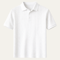 Dama Washington Beau men's polo shirt cable knit textured white - front view