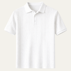 Dama Washington Beau men's polo shirt cable knit textured white - front view