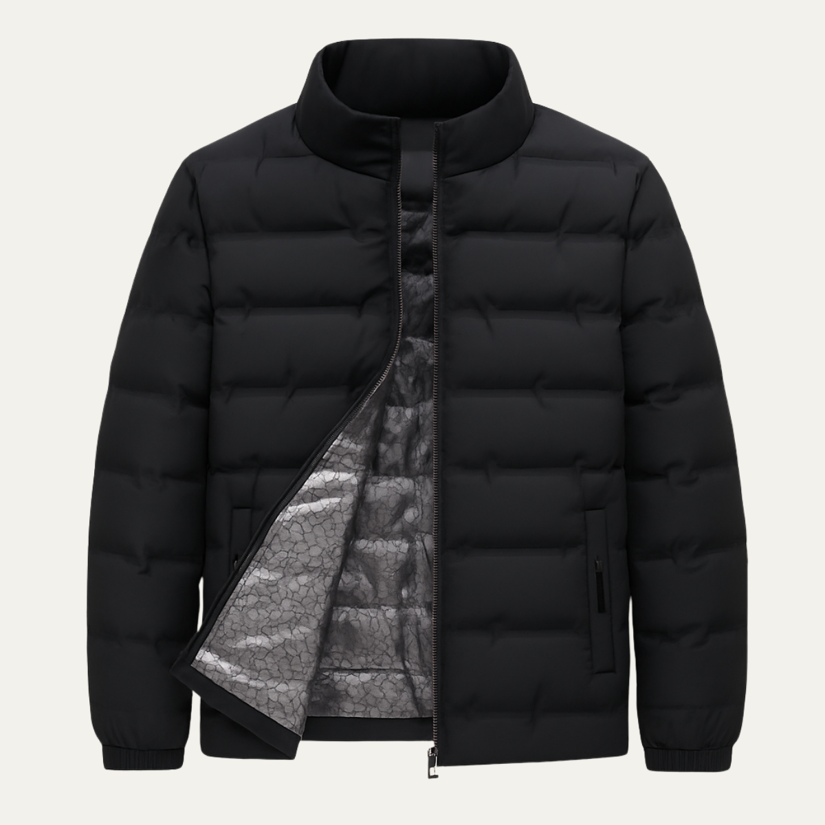 Axel | Men's Puffer Jacket Black Quilted Zip Up