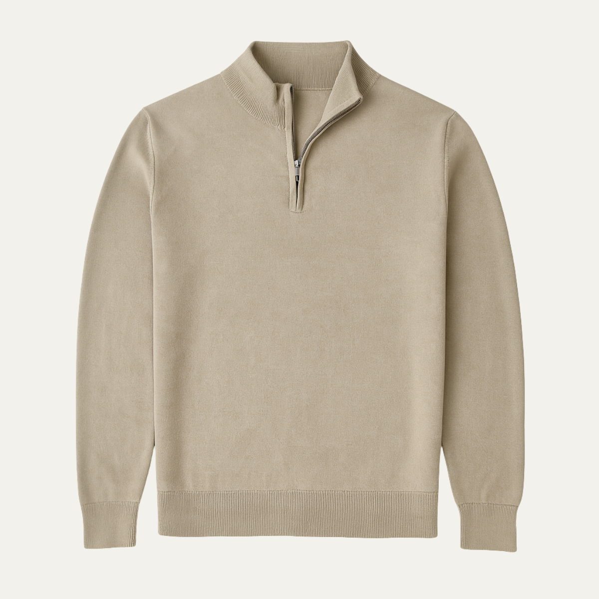 Bram | Men's Quarter Zip Sweater Cream Long Sleeve