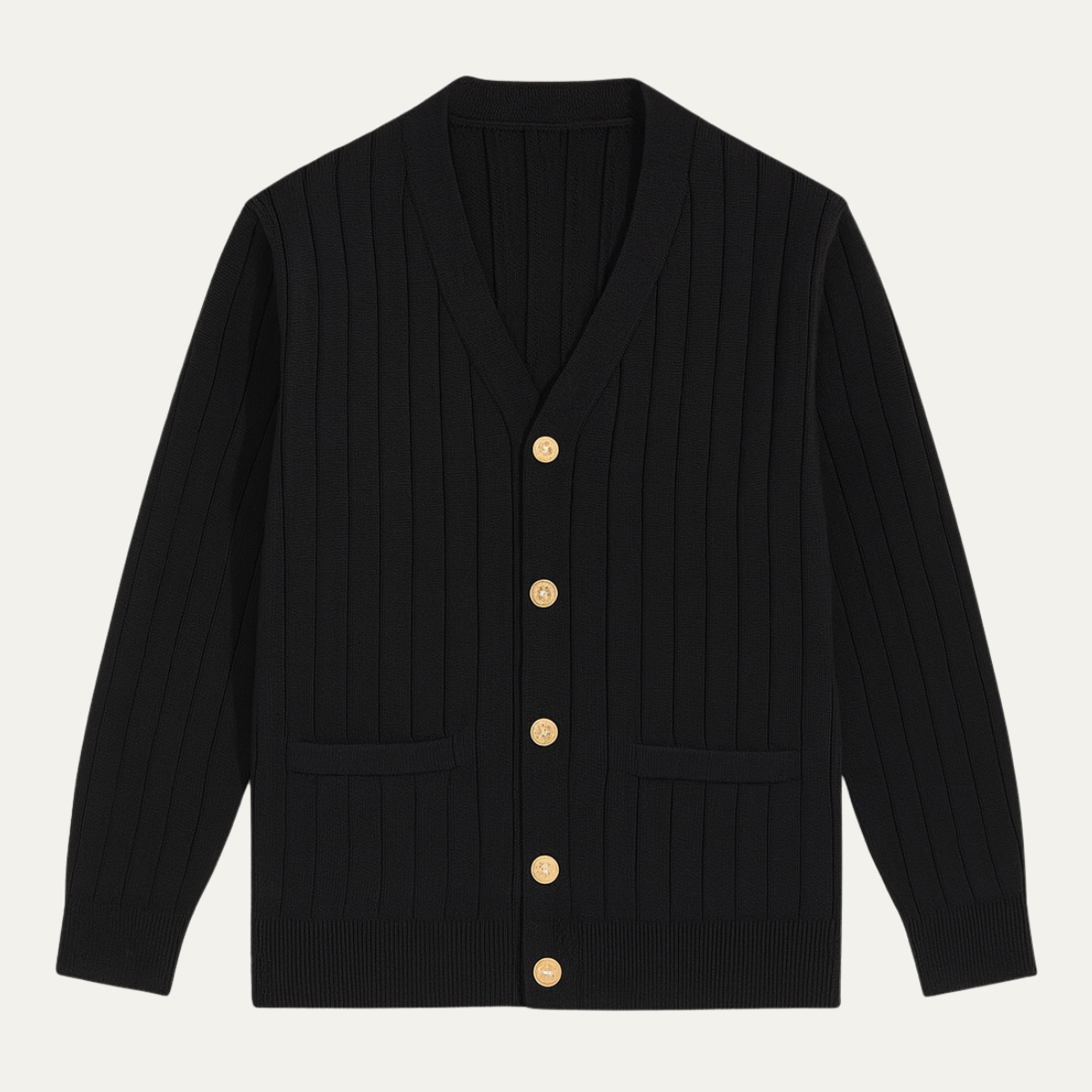 Callum | Men's Pinstripe Cardigan Navy Gold Button