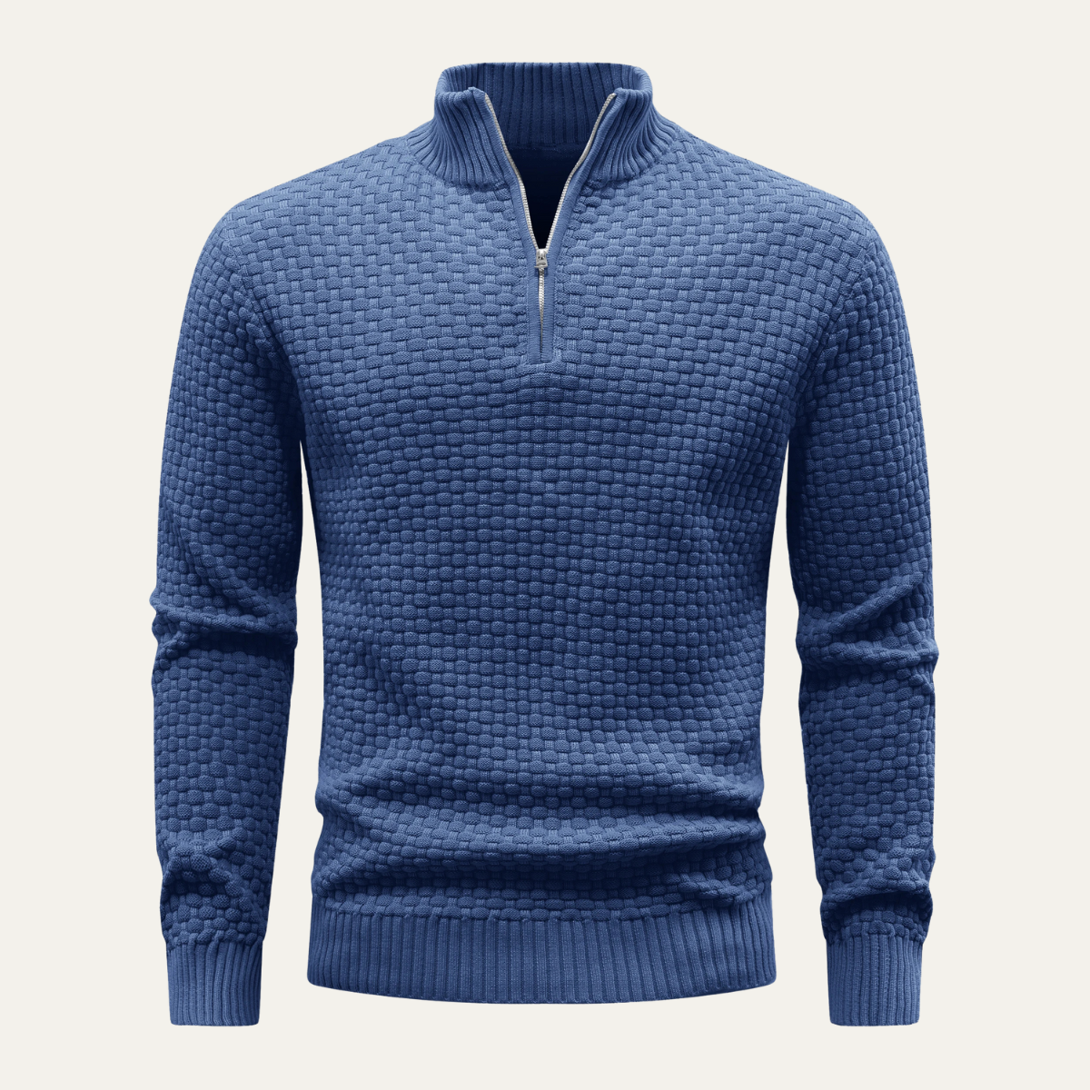 Jude | Men's Quarter Zip Sweater Black Textured Knit
