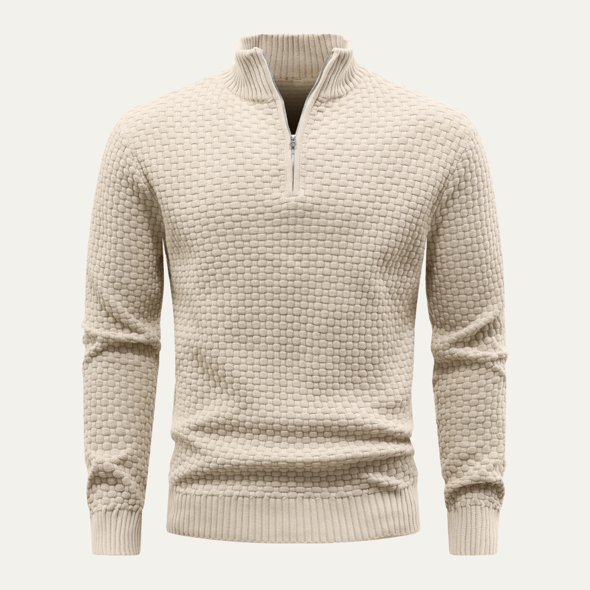 Jude | Men's Quarter Zip Sweater Black Textured Knit