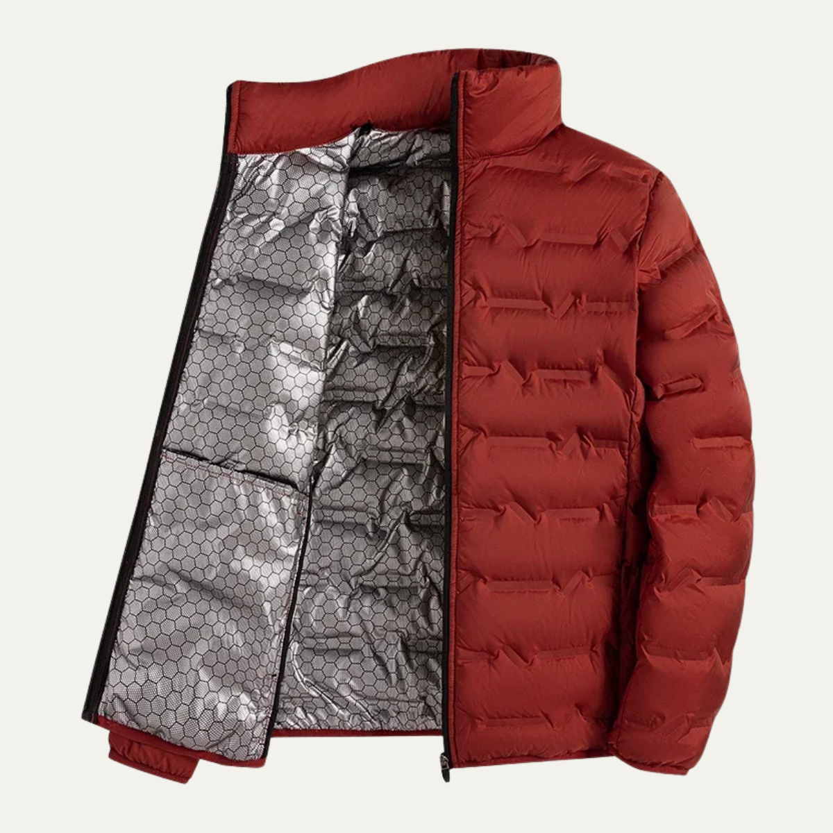 Kael | Men's Puffer Jacket Rust Red Quilted Warmth
