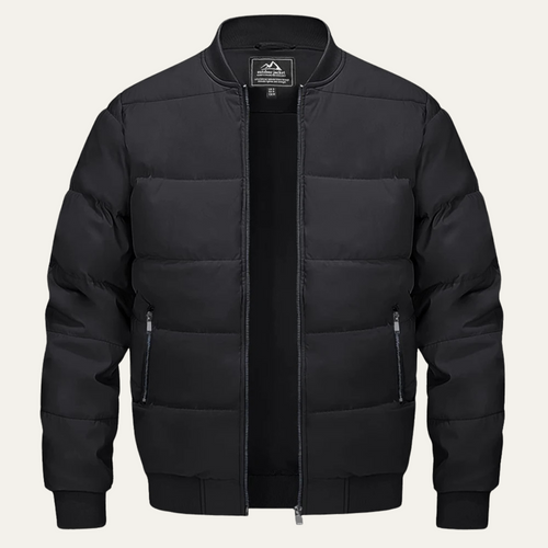 Dama Washington Axel men's puffer jacket black quilted zip up - front view