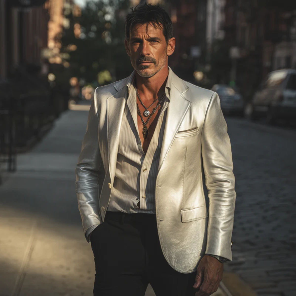Axel | Men's Metallic Blazer Silver
