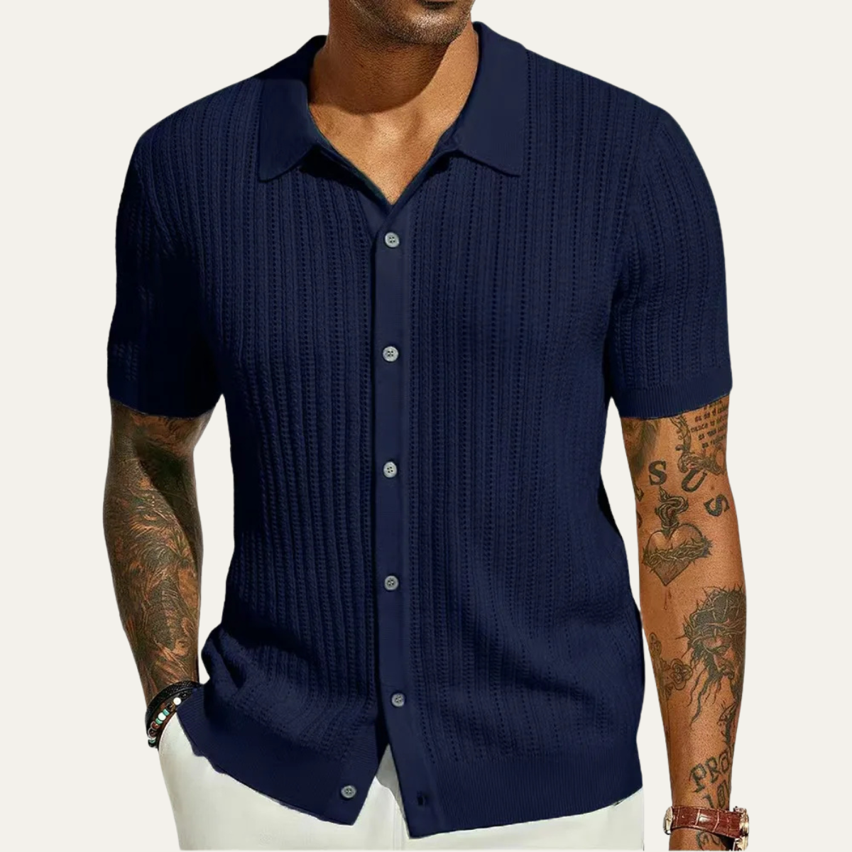 Sage | Men's Ribbed Knit Button Up Shirt Sage Green