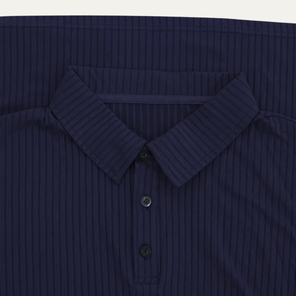 Soren | Men's Ribbed Polo Shirt Black Long Sleeve