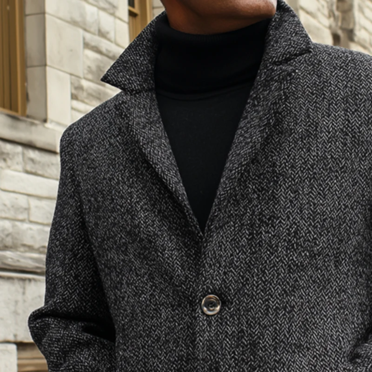 Ash | Men's Herringbone Wool Overcoat Gray
