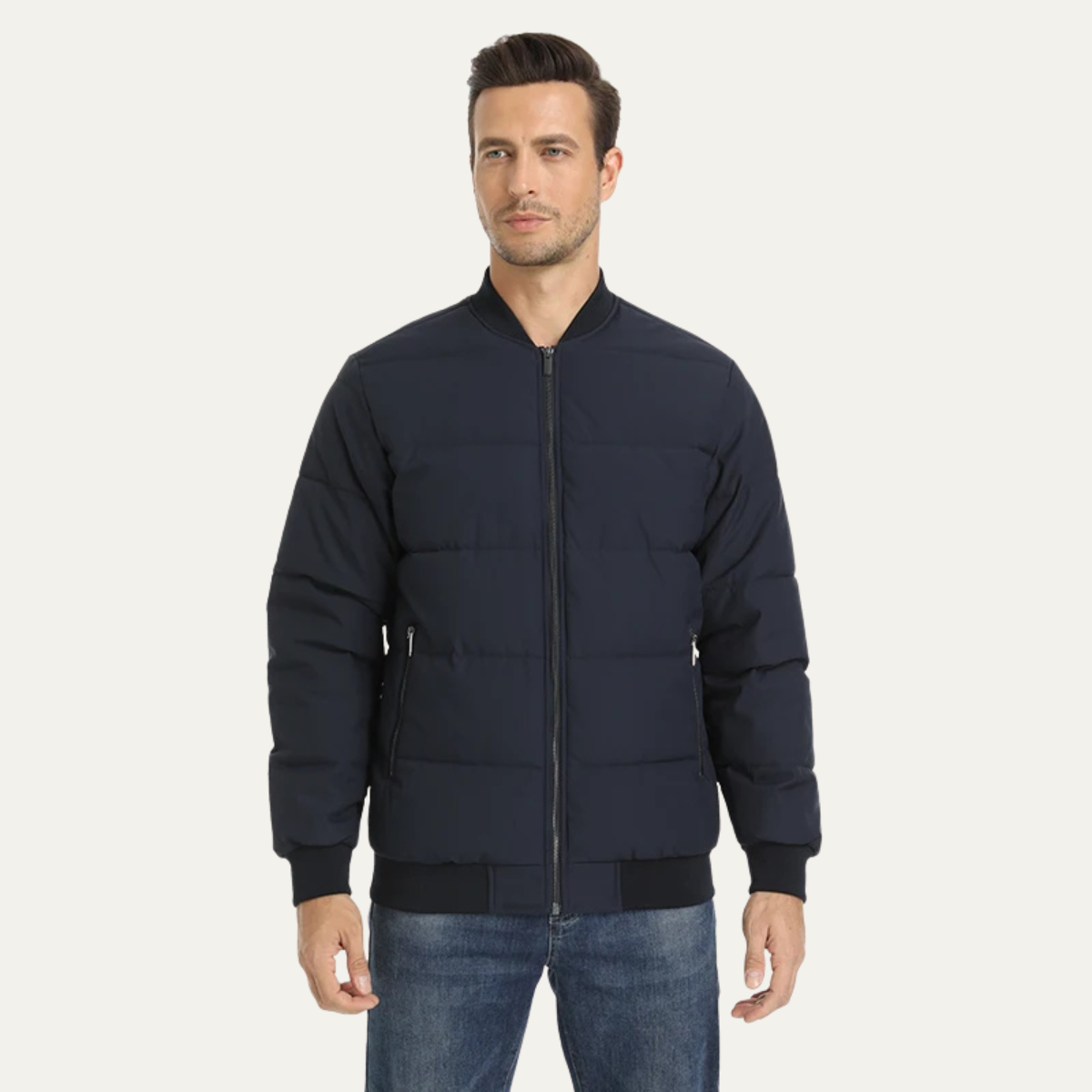 Axel | Men's Puffer Jacket Black Quilted Zip Up