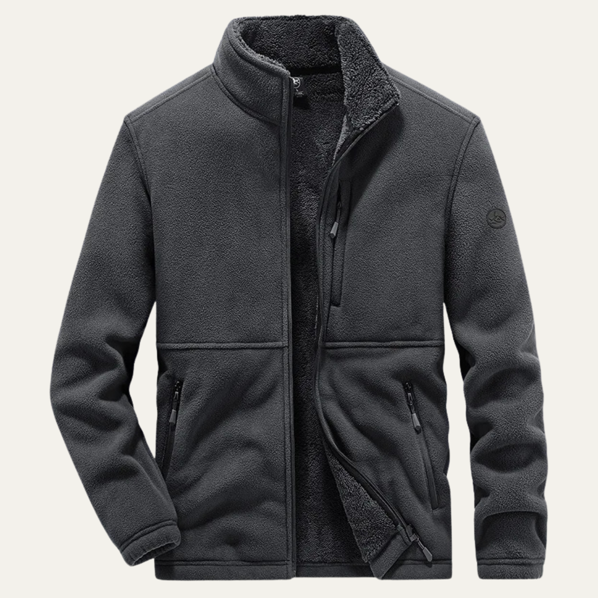 Lars | Men's Fleece Jacket Gray Sherpa Lined Zip Up