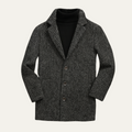 Dama Washington Ash men's herringbone wool overcoat gray - front view