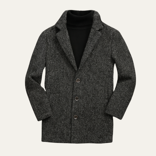 Dama Washington Ash men's herringbone wool overcoat gray - front view