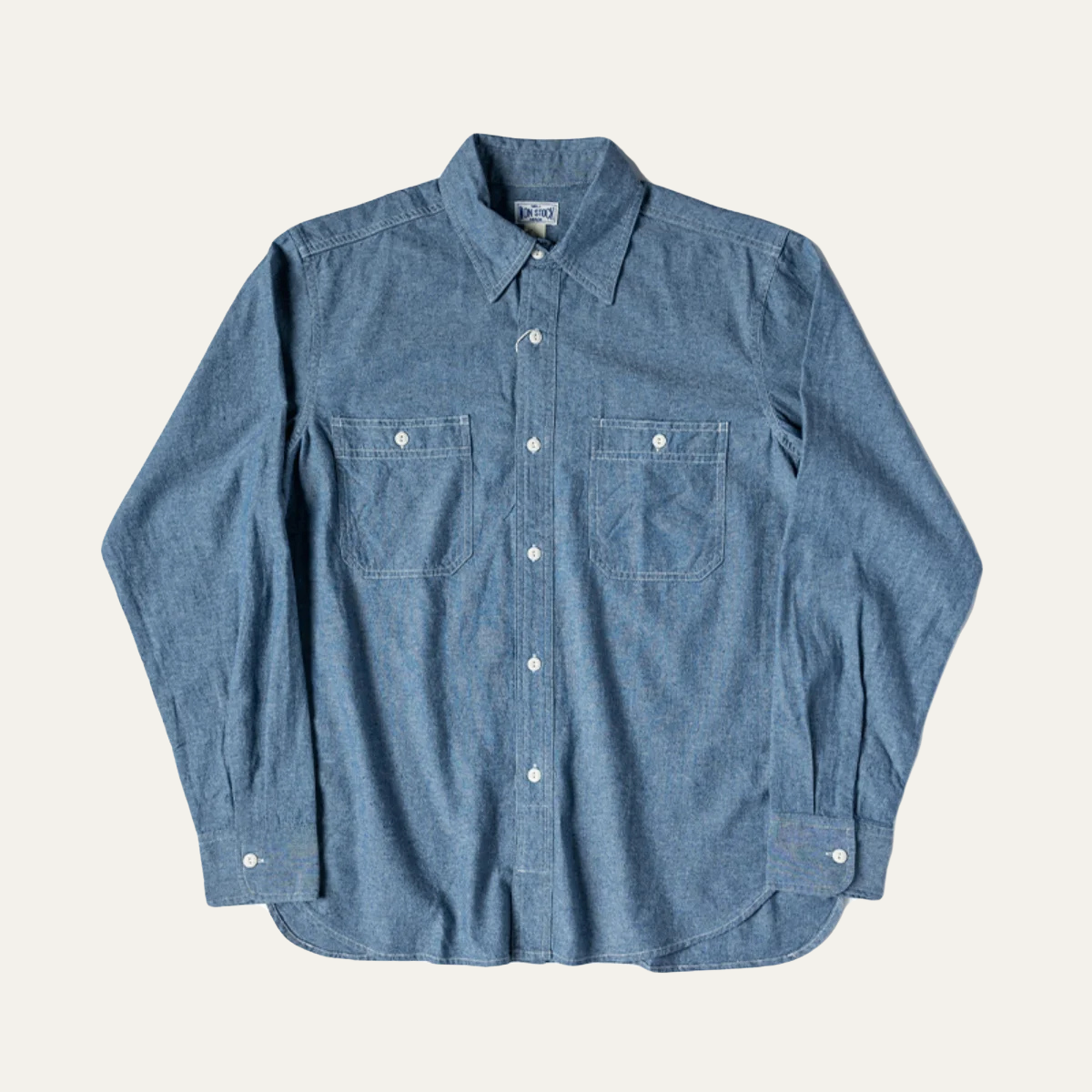 Ezra | Men's Denim Shirt Blue Light Wash Long Sleeve