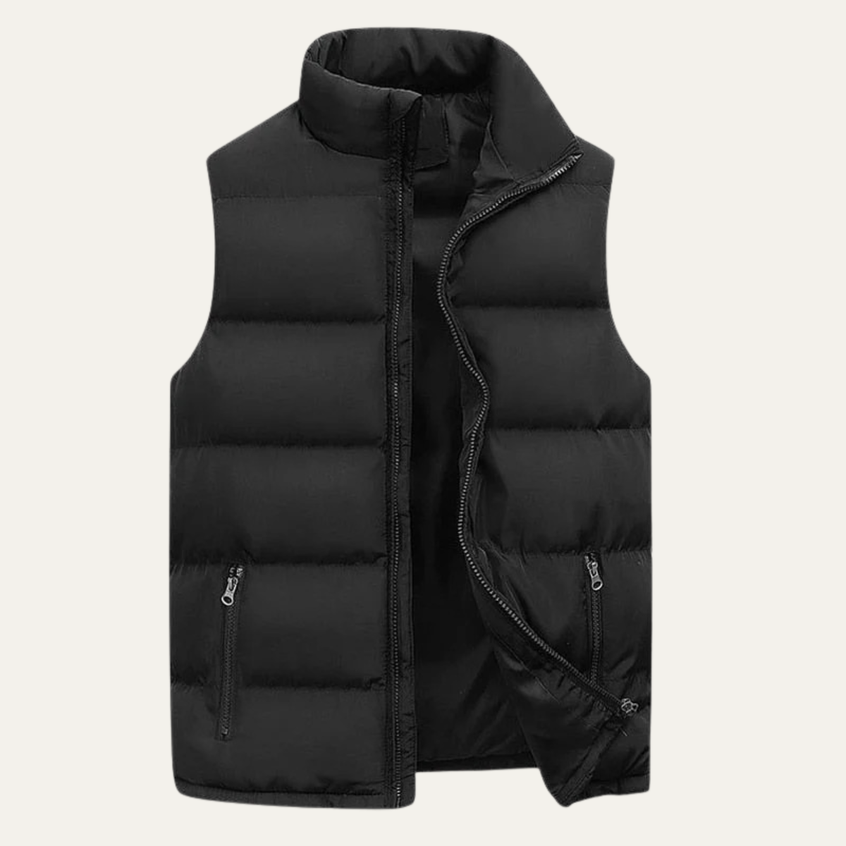 Ash | Men's Puffer Vest Black Quilted Zip Up