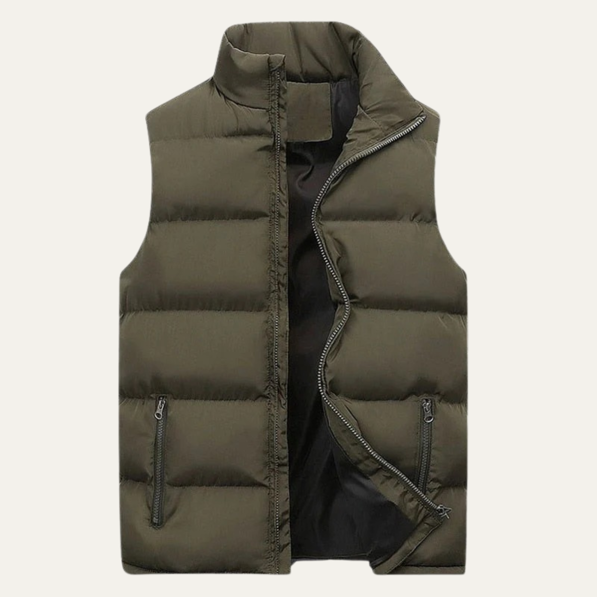 Ash | Men's Puffer Vest Black Quilted Zip Up