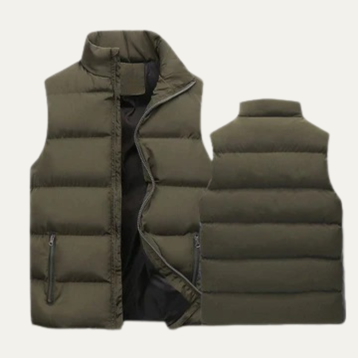 Ash | Men's Puffer Vest Black Quilted Zip Up