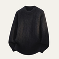 Dama Washington Jasper men's crew neck sweater black cable knit - front view
