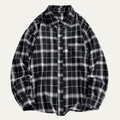 Dama Washington Ezra men's oversized flannel shirt black white plaid - front view