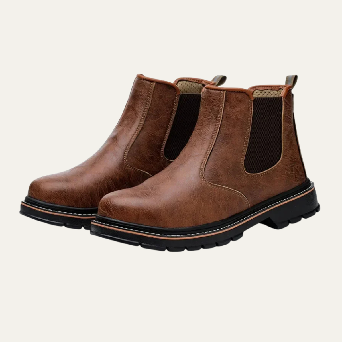 Kai | Men's Brown Leather Chelsea Work Boots Steel Toe