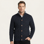 Dama Washington Ash men's cable knit cardigan tan button up sweater - view 5