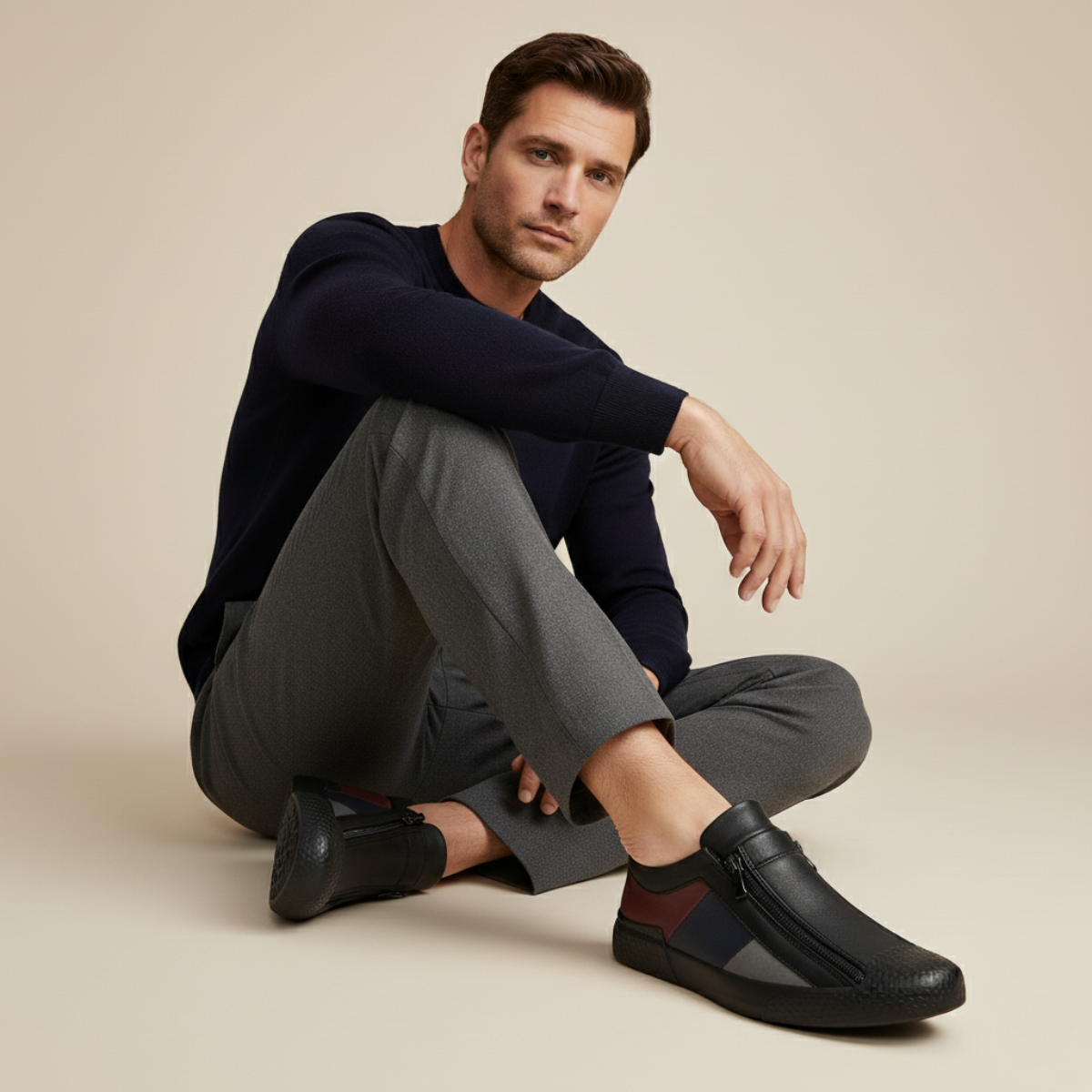 Ash | Men's Colorblock Zip Sneaker Green White Leather