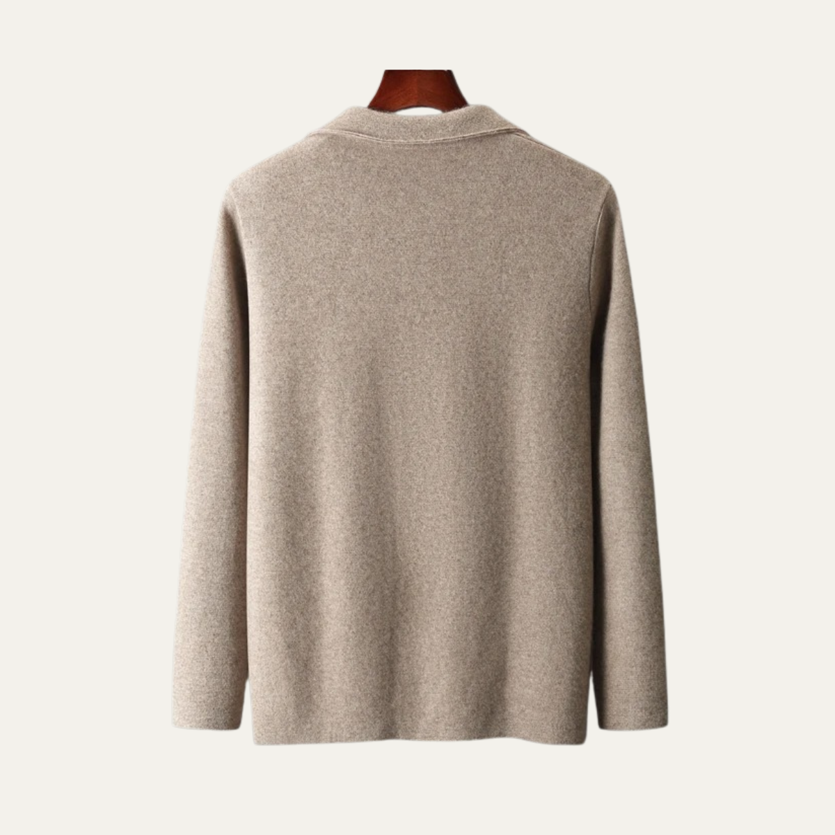 Beau | Men's Cream Crew Neck Cardigan Sweater Relaxed Fit