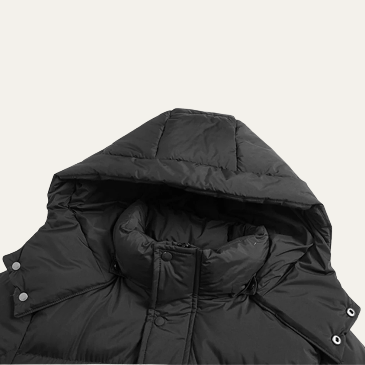 Voss | Men's Puffer Jacket Black Hooded Oversized