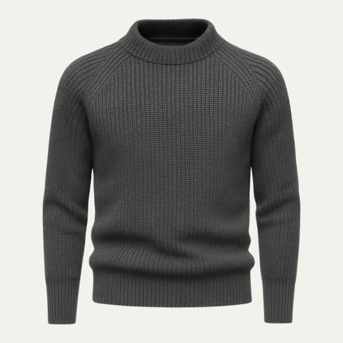 Bram | Men's Crew Neck Sweater Cream Ribbed Knit