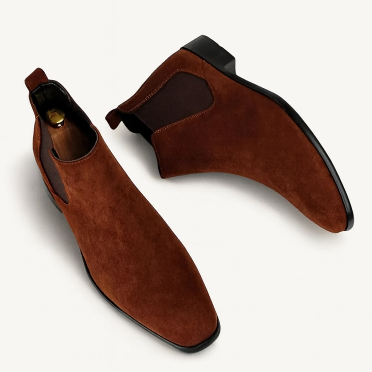 Bram | Men's Suede Chelsea Boots Beige Slip On