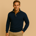Dama Washington Demi men's quarter zip sweater navy elbow patch - view 3
