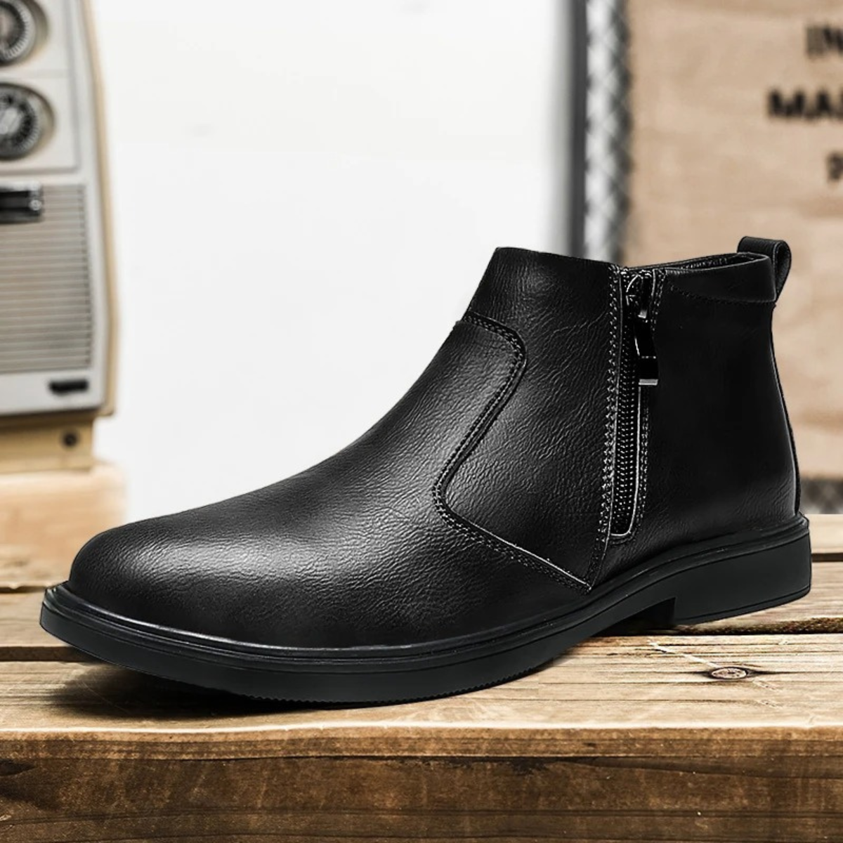Kael | Men's Leather Chelsea Boots Brown Side Zip