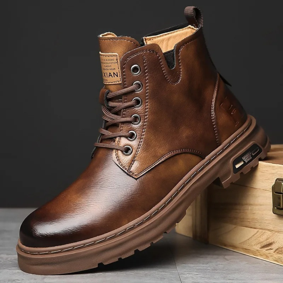 Kade | Men's Leather Ankle Boots Brown Lace Up Work Boot