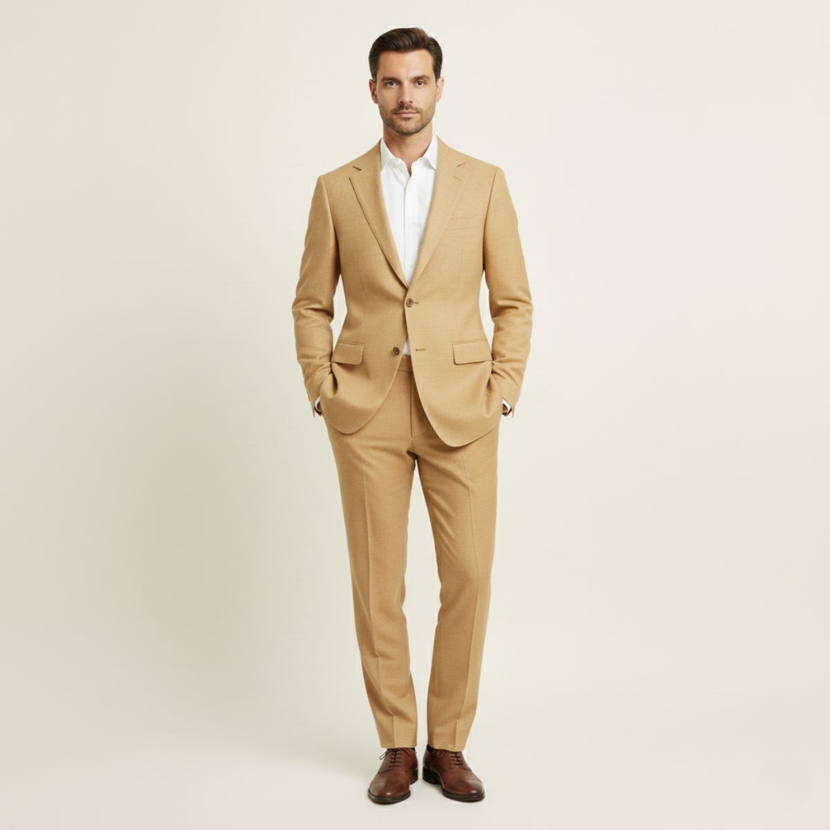 Paloma | Men's Tailored Linen Suit Camel Two Piece