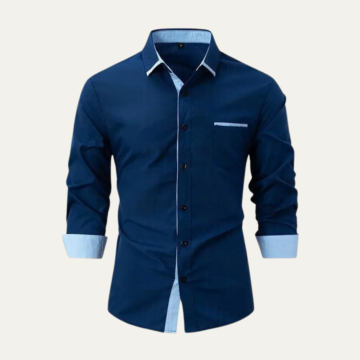 Kael | Men's Casual Button Up Shirt White Black Contrast Trim