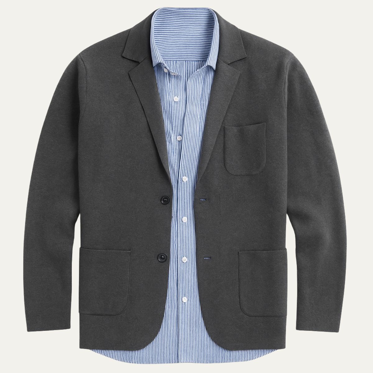 Hugo | Men's Smart Casual Linen Blazer Olive Green Stripe Shirt