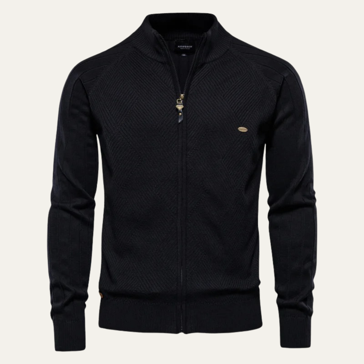 Ash | Men's Casual Zip Up Cardigan Cream Textured