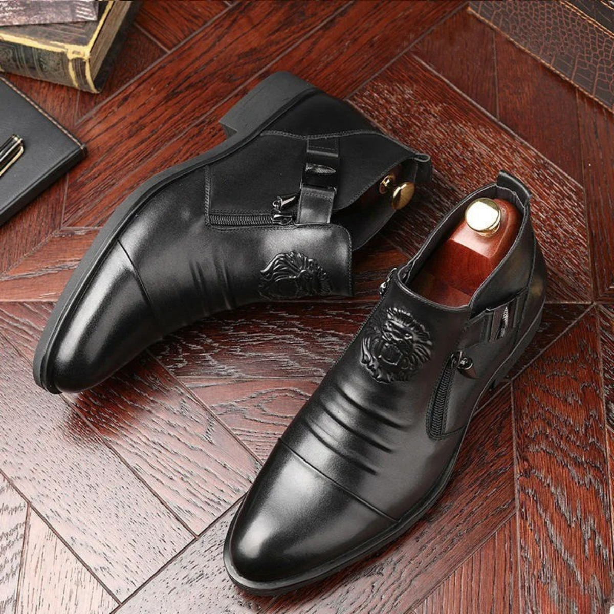 Dane | Men's Leather Ankle Boots Black Zip Detail