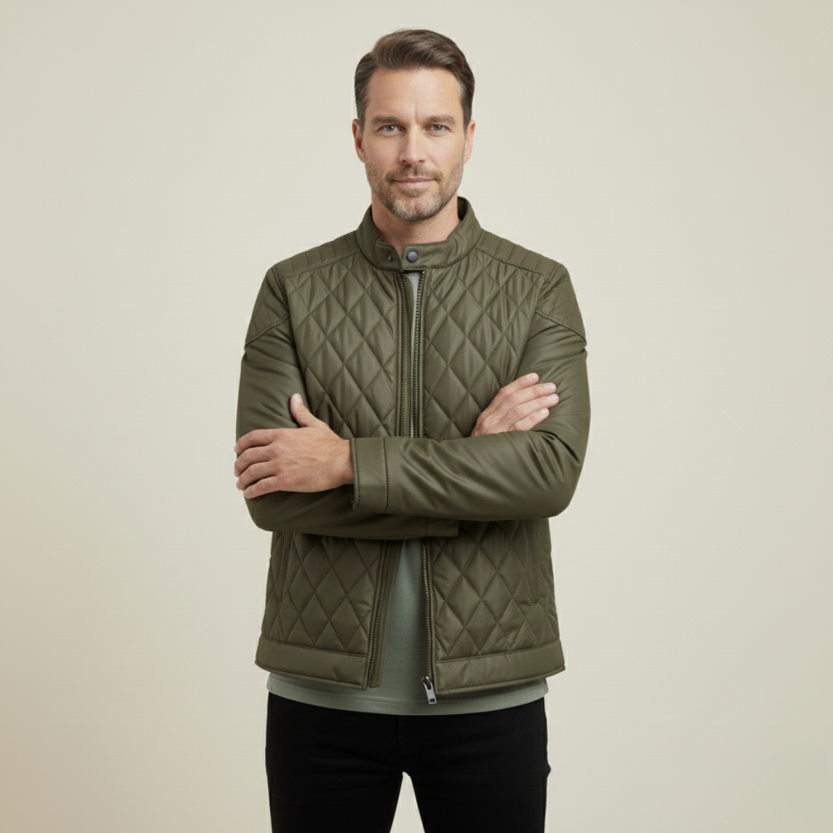 Ash | Men's Quilted Leather Jacket Black