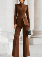 Dama Washington Vera women's tailored blazer and pant set navy long sleeve - view 5
